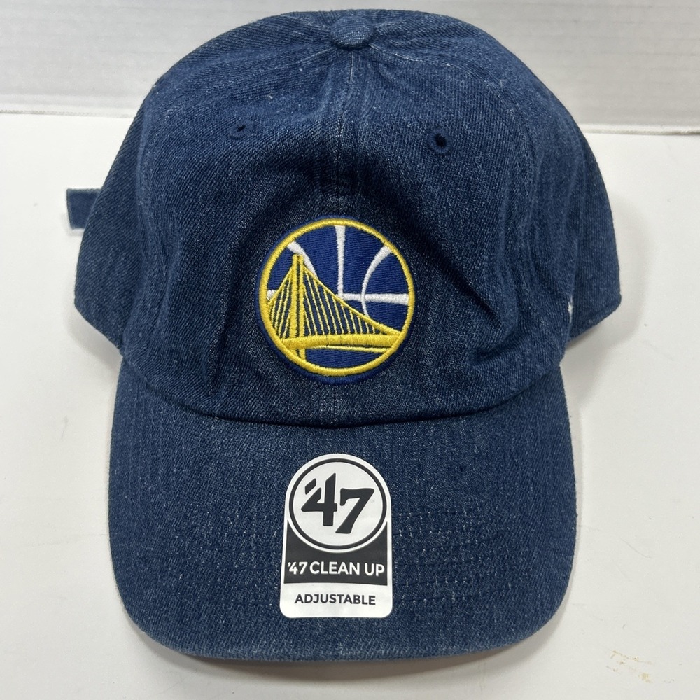 Golden State Warriors NBA '47 Clean Up Blue Denim Adjustable Hat Bridge Logo NWT